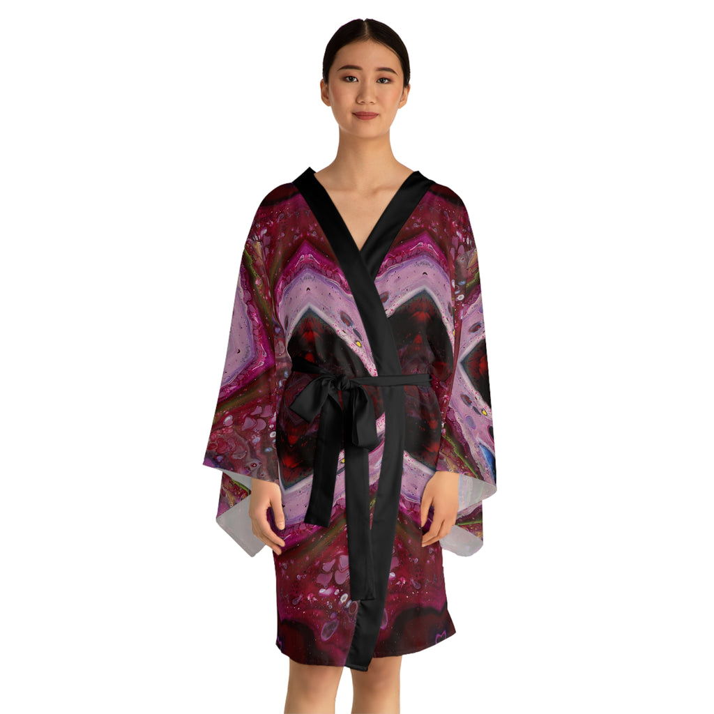 Cranberry Dreams Long Sleeve Kimono Robe
