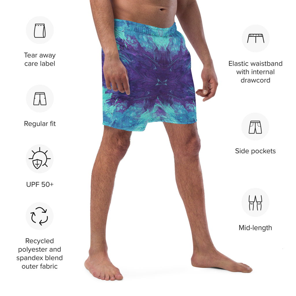 Lavender Twist Recycled Men's swim trunks