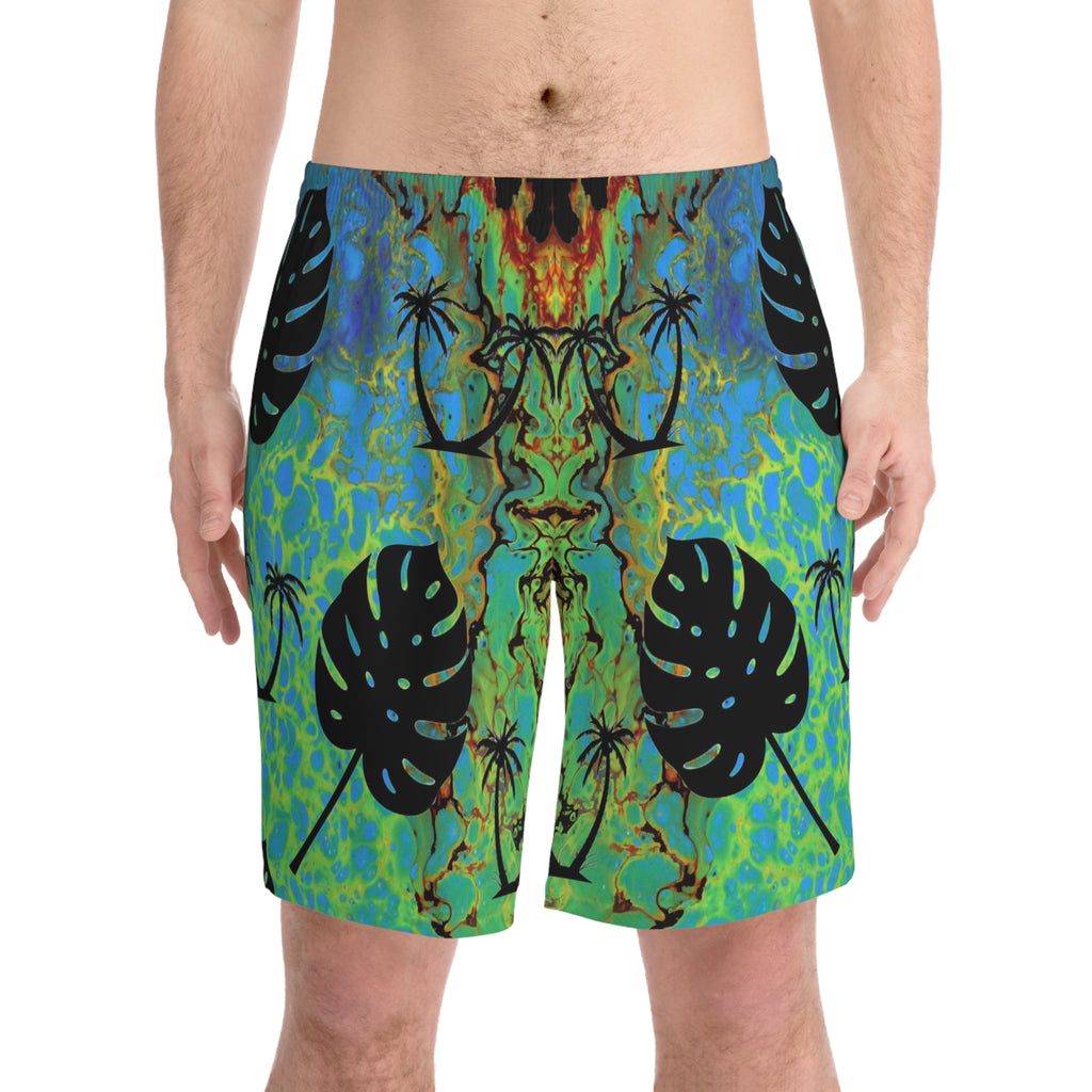 Monstera Leaf Men's Elastic Beach Shorts