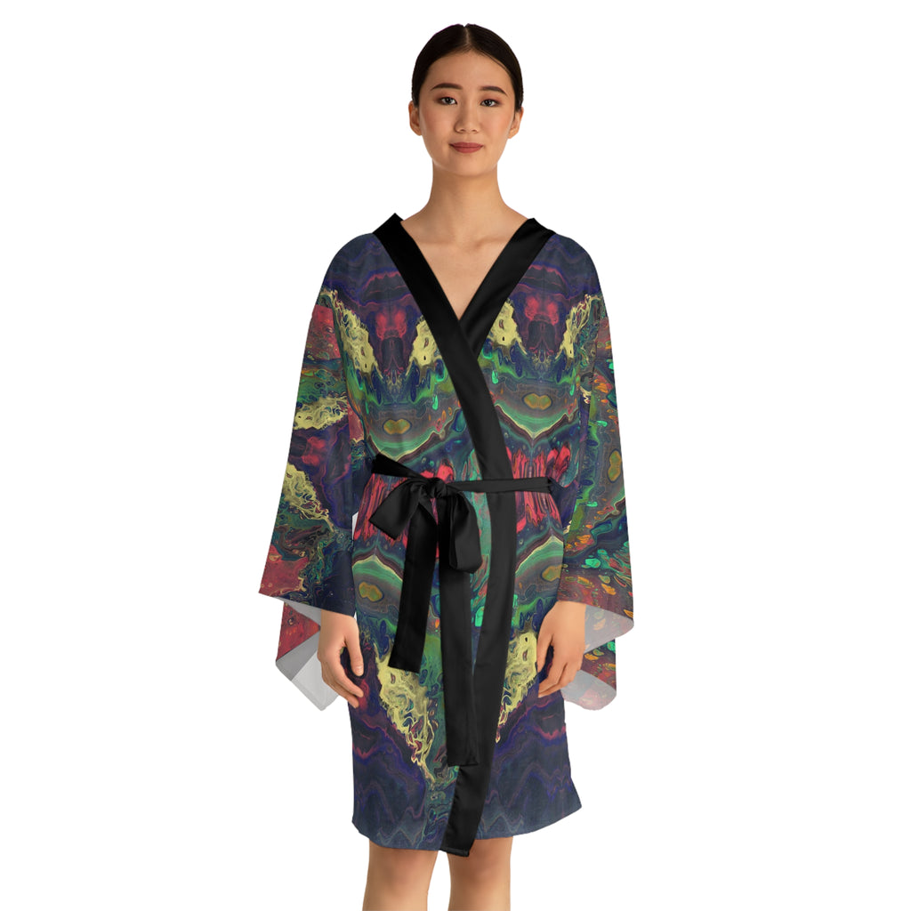 Oil Slick Long Sleeve Kimono Robe