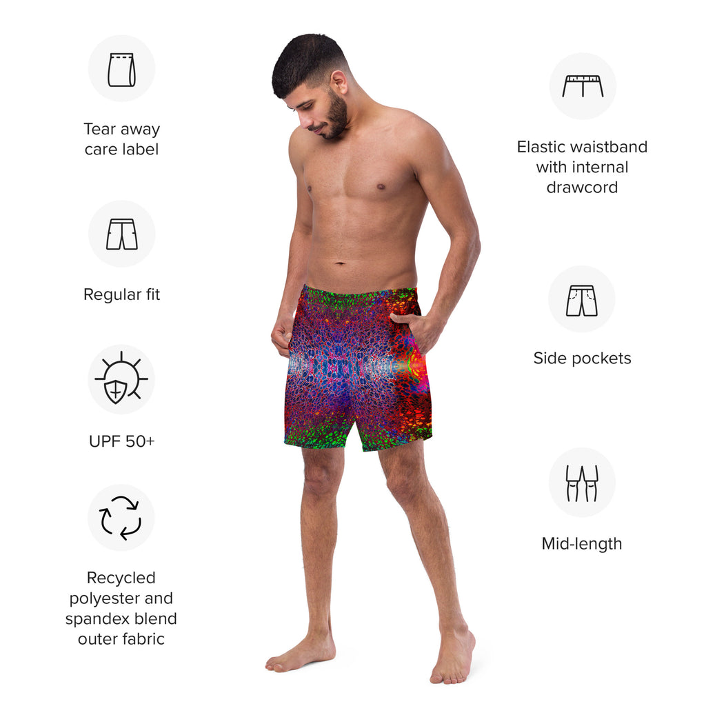 Rainbow Splash Recycled Men's swim trunks