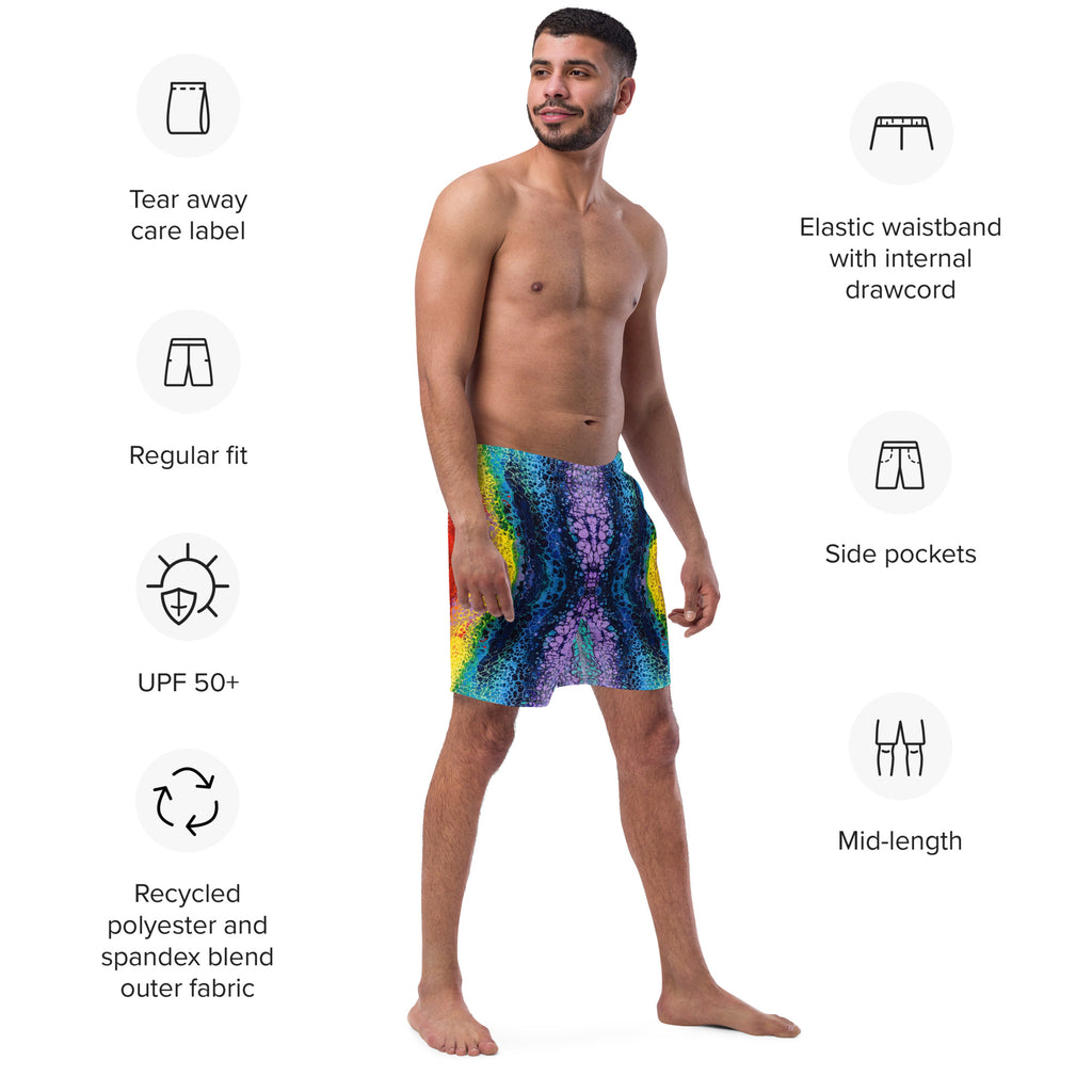 Fantastic Rainbow Recycled Men's swim trunks