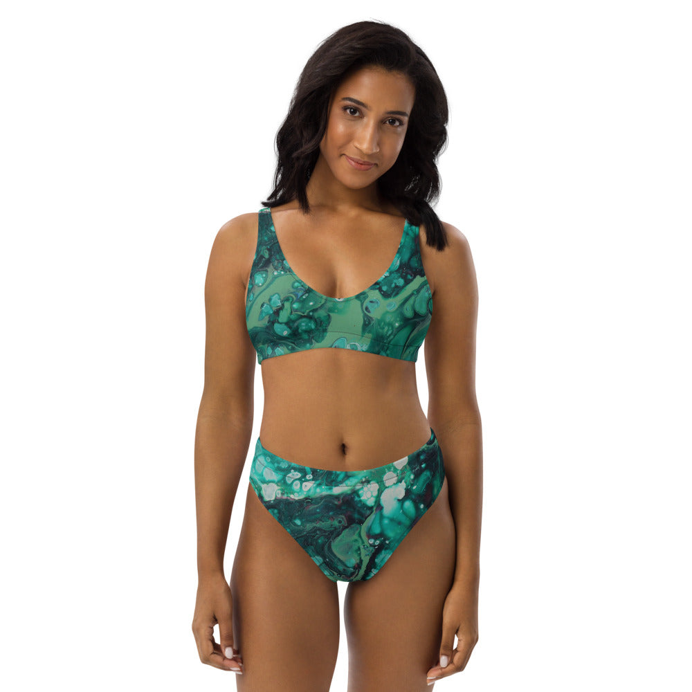 Envious Green Recycled high-waisted bikini