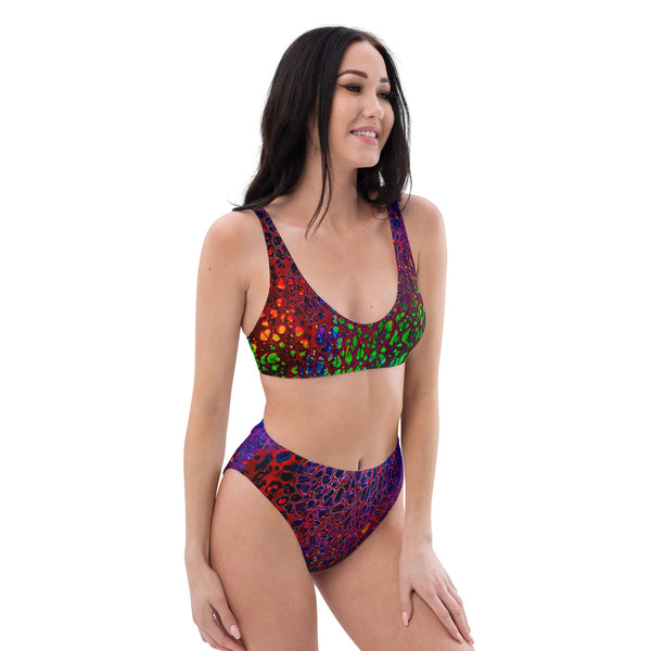 Rainbow Splash Recycled high-waisted bikini