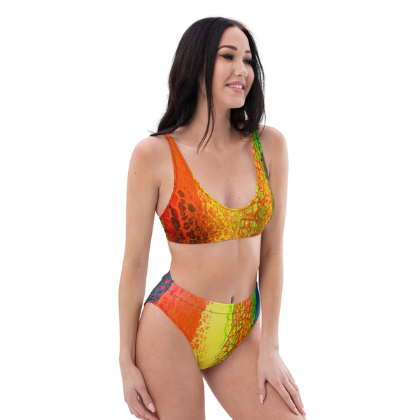 Sliding Rainbow Recycled high-waisted bikini